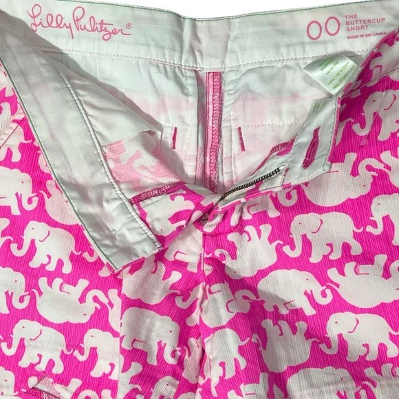Lilly Pulitzer EC Buttercup vibrant pink & white elephant print scalloped hem. - Picture 2 of 4